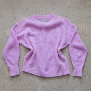 Everlane Alpaca Blend Sweater Pink Crewneck Fuzzy Knit Pullover Size Small
